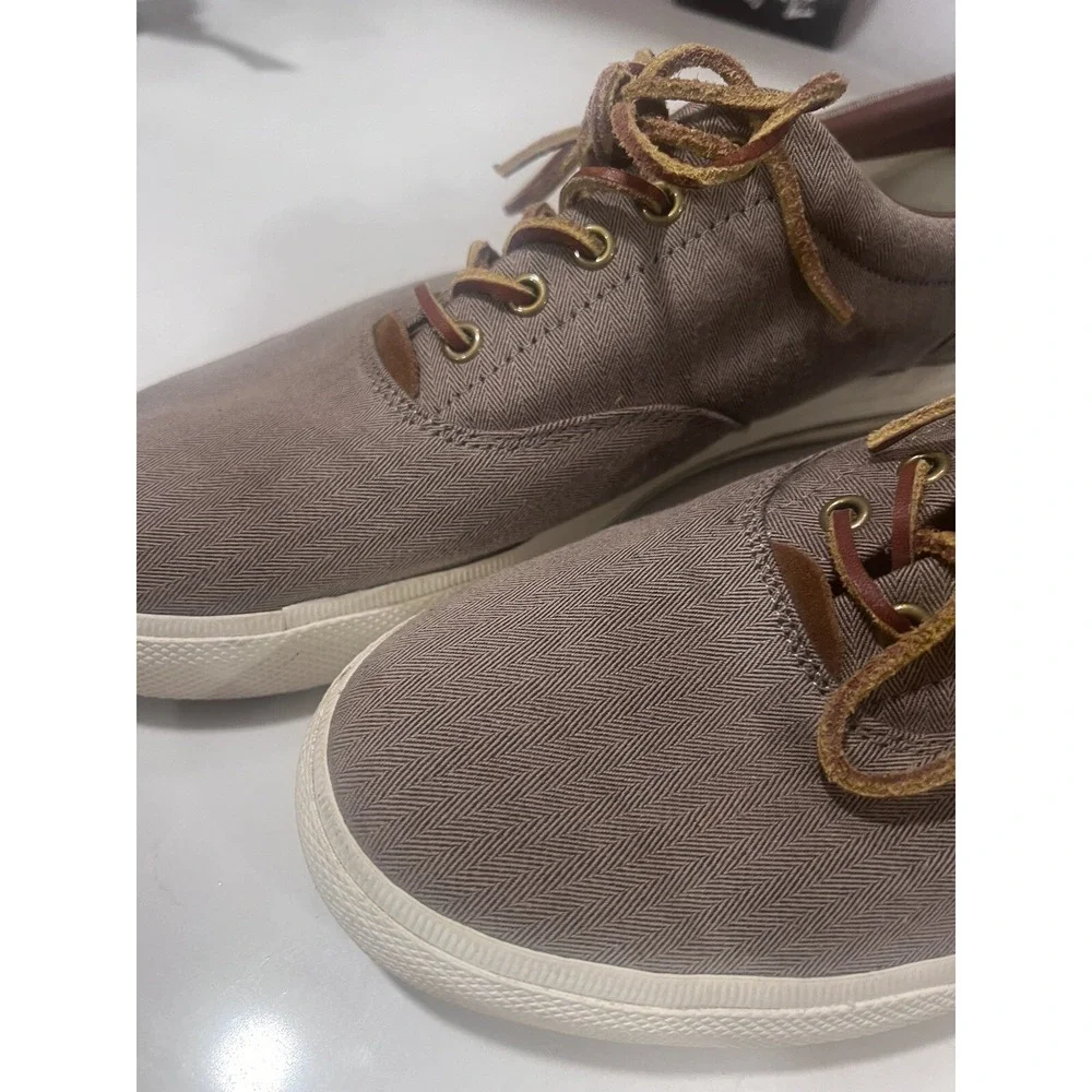 POLO‎ Ralph Lauren Brown Herringbone Vaughn Sneaker Shoes Men 13 Rawhide Laces